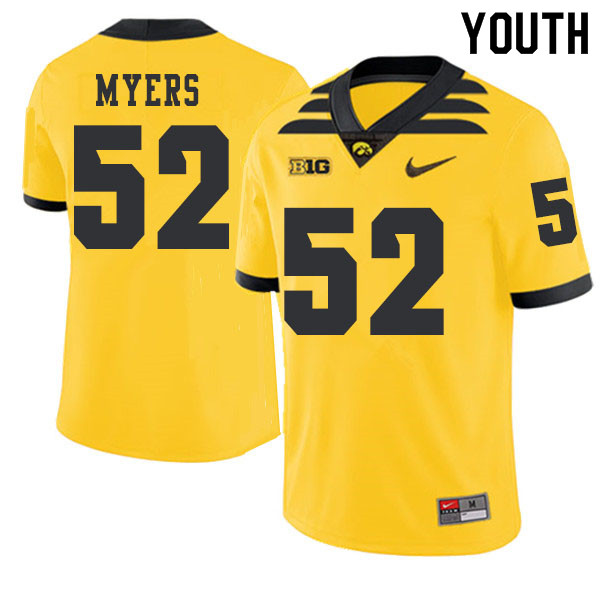 2019 Youth #52 Boone Myers Iowa Hawkeyes College Football Alternate Jerseys Sale-Gold - Click Image to Close